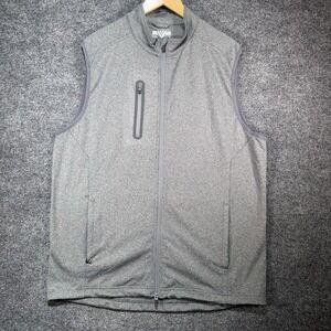 Levelwear Golf Trail Vest Men Large Gray Double Zip Stretch Performance Outdoor
